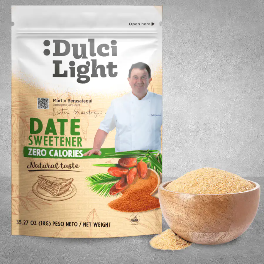 Envase de Eritritol con Dátiles Dulcilight - Edulcorante sin calorías para industria alimentaria, marcas blancas y horeca