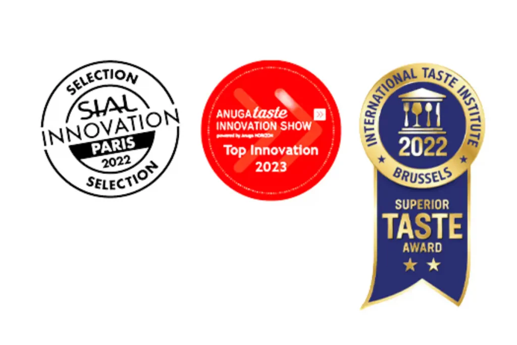 Sellos internacionales de innovación y sabor de Dulcilight: SIAL París, Anuga Colonia y Superior Taste Award Bruselas.