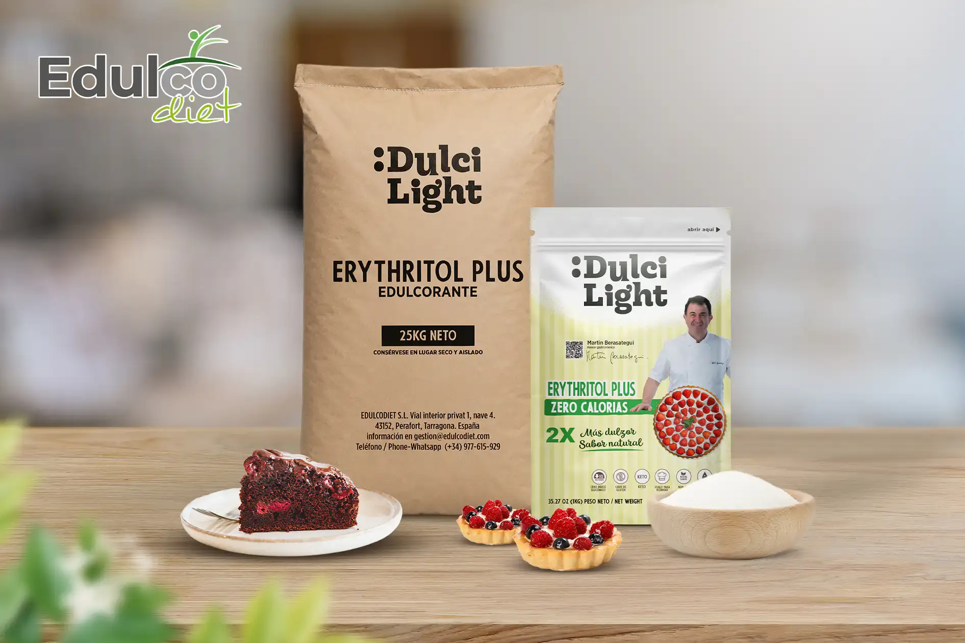 एरिथ्रिटॉल Plus बैग और Edulcodiet डोयपैक प्रारूप